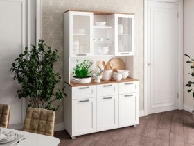 Буфет Катерини (дуб бельмунд/белое дерево) в Дудинке - dudinka.mebel-nsk.ru | фото