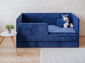 Диван-кровать Happy (синий) в Дудинке - dudinka.mebel-nsk.ru | фото