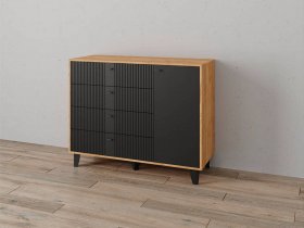 Комод «Катрин-13» ( дуб крафт золотой/карбон вулкан) в Дудинке - dudinka.mebel-nsk.ru | фото
