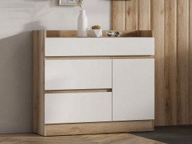Комод с дверкой Брауни (дуб делано/белый) в Дудинке - dudinka.mebel-nsk.ru | фото