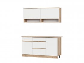 Кухонный гарнитур 1,6м Брауни (дуб делано/белый) в Дудинке - dudinka.mebel-nsk.ru | фото