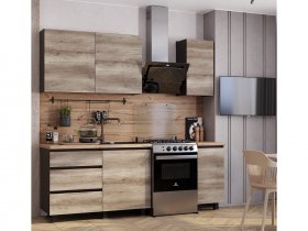 Кухонный гарнитур Энигма 1,6м (венге/дуб каньон) в Дудинке - dudinka.mebel-nsk.ru | фото
