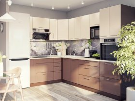Модульная кухня Классика (ваниль/шоколад) в Дудинке - dudinka.mebel-nsk.ru | фото