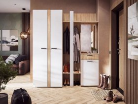Модульная прихожая Санса (дуб сонома/белый) в Дудинке - dudinka.mebel-nsk.ru | фото