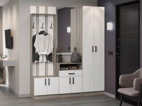 Модульная прихожая Вега (дуб крафт серый/белый) в Дудинке - dudinka.mebel-nsk.ru | фото