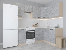Модульная угловая кухня 1,4м*2,1м Лада (цемент) в Дудинке - dudinka.mebel-nsk.ru | фото