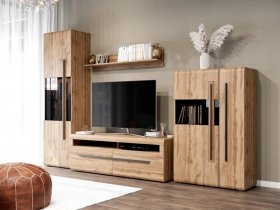 Модульная стенка Ницца (дуб вотан) в Дудинке - dudinka.mebel-nsk.ru | фото