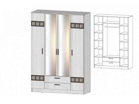 Шкаф четырехстворчатый Коста-Рика (анкор светлый) в Дудинке - dudinka.mebel-nsk.ru | фото