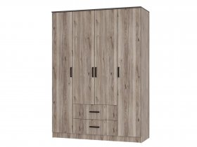 Шкаф четырехстворчатый Титан (дуб смоки) в Дудинке - dudinka.mebel-nsk.ru | фото