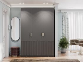 Шкаф трехстворчатый Эккервуд (Нью) (графит) в Дудинке - dudinka.mebel-nsk.ru | фото