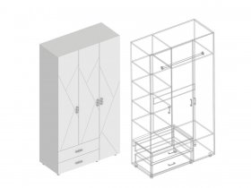 Шкаф трехстворчатый с ящиками Сандра в Дудинке - dudinka.mebel-nsk.ru | фото