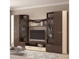 Стенка Гамма (дуб венге/дуб молочный) в Дудинке - dudinka.mebel-nsk.ru | фото