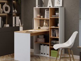 Стол письменный тип 16 (дуб крафт золотой/белый ясень) в Дудинке - dudinka.mebel-nsk.ru | фото
