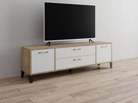Тумба под ТВ Парус-13 (дуб крафт серый/белый) в Дудинке - dudinka.mebel-nsk.ru | фото