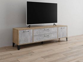 Тумба под ТВ Парус-13 (дуб крафт серый/цемент) в Дудинке - dudinka.mebel-nsk.ru | фото